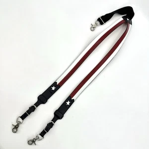 Vintage Nocona Hosenträger Western Leder rot weiß blau Texas Star mit Clips - Bild 1 von 12