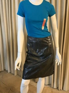 Halogen schwarz echt Luxus feines Leder gefüttert Rock Gr 10 Neu mit Etikett UVP $ 228 - Bild 1 von 12