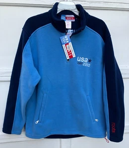 Pullover/suéter polar Roots para hombre M 1/4 cremallera manga larga azul Juegos Olímpicos 2002 nuevo - Imagen 1 de 9