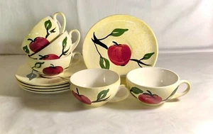 5 Blue Ridge Apple Jack Cups And Saucers - Picture 1 of 2