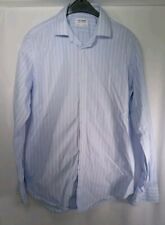 T.M.Lewin Mens Shirt Long Sleeve Striped Light Blue All Occasions Size 16 Large 