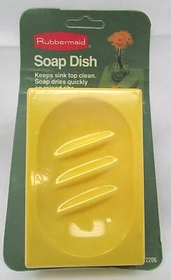 Jabonera acanalada Rubbermaid de colección rara amarilla nueva en paquete 1979 Foto 1 de 2
