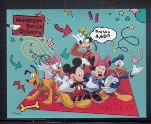 POLONIA Maravilloso Mundo de Disney MNH Hoja de recuerdo imperforada - Imagen 1 de 1