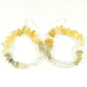 Citrine Rough Women Healing Anxiety Relief Dangle Earrings Gifts - Picture 1 of 7