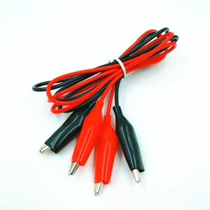 Clips de prueba eléctricos cocodrilo de doble extremo cable puente 1M rojo negro - Imagen 1 de 3