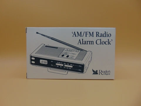 Vintage READER S DIGEST AM/FM RADIO Alarm Clock, Hi-Bunsonic, NEW Cover
