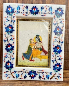 Handmade Marble Inlay Frame, Lapis Keepsake Frame, Marble Photo Holder Gifts - Picture 1 of 4