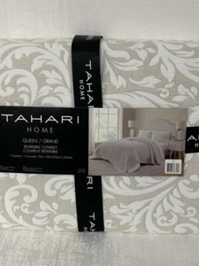 TAHARI HOME SKYLER QUEEN REVERSIBLE COVERLET QUILT - TAUPE - NEW - Picture 1 of 1