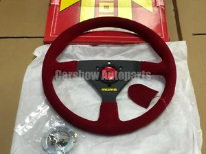 MOMO MC classic 350mm 14' Red Suede Leather Sport Steering Wheel thicked spoke - Picture 1 of 9