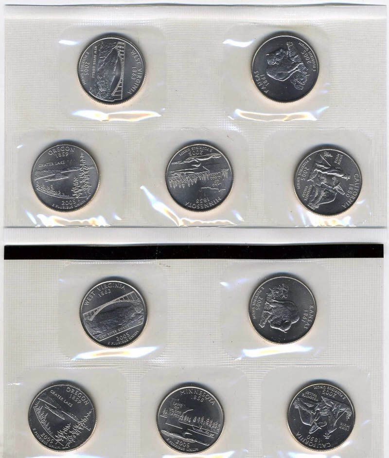 2005 P & D 10 Coin Statehood Quarter Satin Finish Set from mint sets - Image 1 of 1