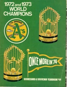 1974 MLB Baseball Program, Boston Red Sox @ Oakland A's, unscored ~ Fair - Picture 1 of 6