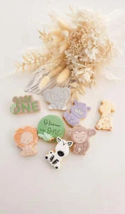 Safari theme animals cookie cutter fondant 2 tone embosser Zoo Lion Elephant Zeb - Bild 1 von 19