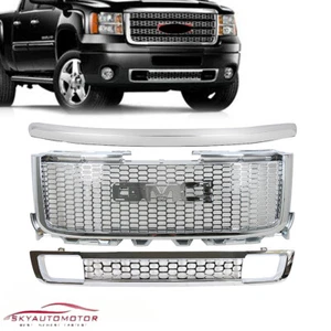 3PCS Front Grille Hood Molding Trim For 2011-2014 GMC Sierra 2500/3500HD Denali - Foto 1 di 4