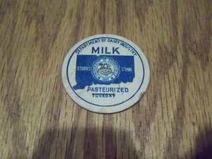 DEPARTMENT OF DAIRY INDUSTRY STORAS UNIVERSITY OF CONNECTICUT MILK BOTTLE CAP - Picture 1 of 1