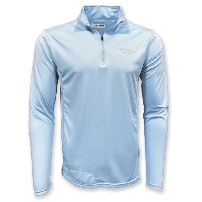 Nautica Angler 1/4 Zip Pullover Mens XL ULTRACOOL Fishing Blue Long Sleeve Shirt