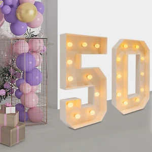 50th Birthday Decorations Numbers Birthday Number Light Marquee Light up 39.37in - Picture 1 of 18