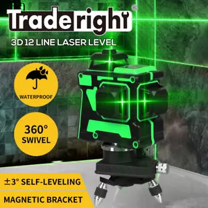 Traderight Laser Level Green Light Self Leveling 360° Rotary 3D 12 Line Measure - Picture 1 of 12