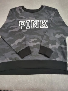 Pink Victoria's Secret Large Sweatshirt Camo Black/Gray - Picture 1 of 8
