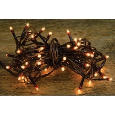 35ct Count Teeny Tiny Rice Light Set String Brown Wire Cord Primitive Craft 10'  - Image 1 of 4
