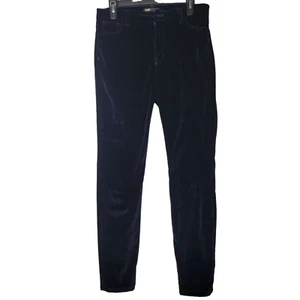 Maje Velvet Pants Womens 28 Navy Blue Mid Rise Slim Fit Stretch Designer Retro - Picture 1 of 10
