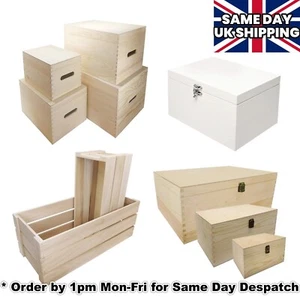 Cajas de madera lisa - Almacenamiento de juguetes, cesta Cajas con bisagras de Nochebuena ELIGE ESTILO - Imagen 1 de 16