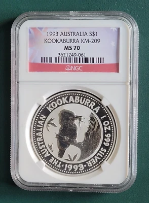 1993 Australia Coin Kookaburra 1 oz 999 Silver NGC MS70 ! - Image 1 of 2
