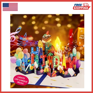 Birthday Card, 3D Lights And Music Pop Up Birthday Card, With Blowable LED And - Picture 1 of 6