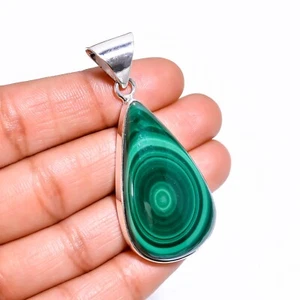 Malachite Pendant Handmade Pendant 925 Sterling Silver Free Shipping A-94 - Picture 1 of 4