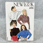 New Look 6886 Button Front Tops w Long Sleeves Misses Sz 8 18 Sewing Pattern