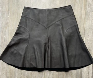 Bebe Flare Genuine Leather Skirt - Picture 1 of 6