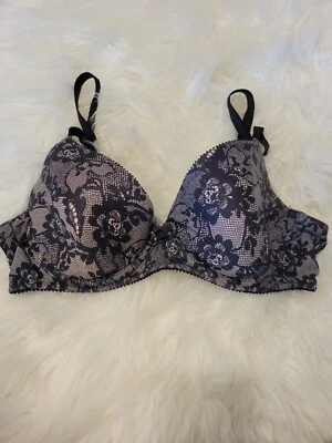 💜GILLIGAN &OMALLEY Negro Imitación Encaje Acolchado Con Aros Camiseta Sujetador Talla 34B Foto 1 de 4
