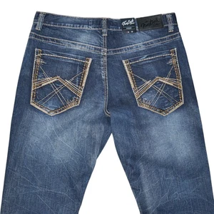 Pantalones de mezclilla True Luck para hombre talla 34x30 lavado oscuro punto grueso BKE NUEVOS CON ETIQUETAS - Imagen 1 de 8