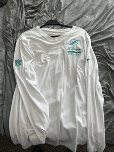 White Miami Dolphins Long Sleeve Sideline Shirt. Nike. Size XL. - Picture 1 of 2