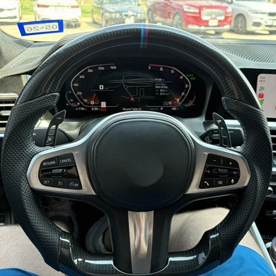 Volante de fibra de carbono real para BMW G20 G21 G28 G22 G29 F87 G80 F82 F83  Foto 1 de 4