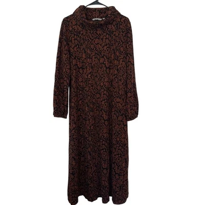 Soft Surroundings Collared Long Sleeve Metallic Floral Midi Dress Size XL Fall  - Image 1 of 4