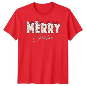 Frohe Weihnachten T-Shirt Retro Damen Urlaub Winter Heiligabend Geschenk für Ihn Sie - Bild 1 von 31