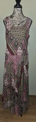 Maxi Vestido Jones Studio Talla 12 Sin Mangas Forrado Pullover Boho Patchwork Solero Foto 1 de 4