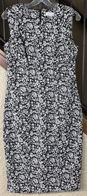 Calvin Klein Black/White Brocade Sleeveless Sheath MIDI Dress Women’s 8 - Image 1 of 4