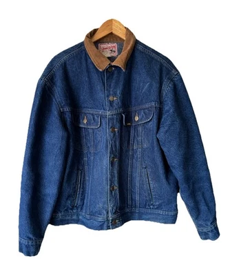 Chaqueta vaquera de colección años 70 Lees abotonada denim Storm Rider con forro de manta talla 46R Foto 1 de 4