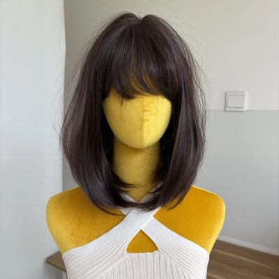 Heat Resistant Synthetic Hair Dark brown Straight Cosplay Wigs With Bangs - Image 1 of 4