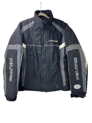 Chaqueta de moto de nieve vintage Polaris para hombre mediana Coastal Free Ride negra cremallera completa Foto 1 de 4