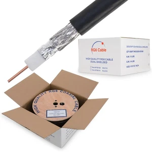 RG6 Coaxial Cable Dual Shield Bulk, 18 Gauge Copper Clad Steel (CCS) Conducto... - Picture 1 of 5