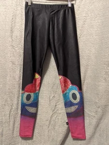 Terez Girls Sparkle Bedazzled Poop Emoji Leggings Size Large Girls Made In USA - Picture 1 of 5