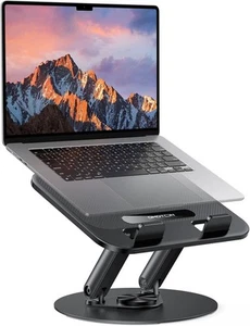 OMOTON Laptop Stand for Desk, 360° Swivel Laptop Riser, Durable Metal Base, Fold - Afbeelding 1 van 8