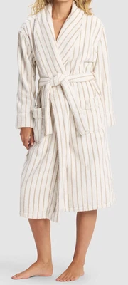 NUEVO $148 Acogedora Bata de Baño Tierra Lujo Rayas de Arena Mediana Foto 1 de 4