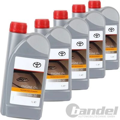 5x1 LITRE GENUINE TOYOTA ENGINE OIL PREMIUM FUEL ECONOMY 5W30 ACEA C2 API SN - Image 1 of 4