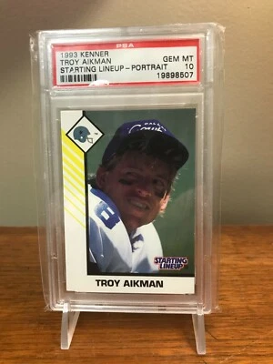 1993 Troy Aikman Kenner Starting Lineup portrait card PSA 10 GEM MINT *POP 2 SLU - Image 1 of 2