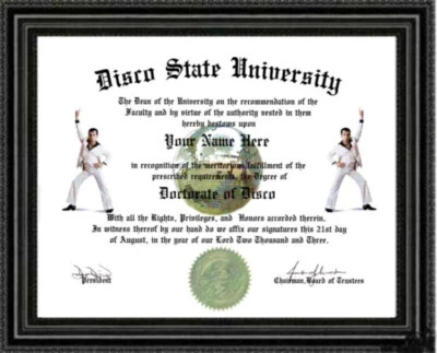 Disco Lover's Doctorate Diploma / Degree Custom made and Designed for YOU - Image 1 of 2