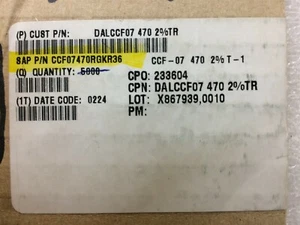 CCF07470RGKR36 Vishay RES 470 OHM 2% 1/2W AXIAL 100 PIECES - Picture 1 of 1