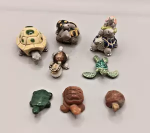 Lot Of 8 Mostly Ceramic Small & Miniature Turtle Figurines - Picture 1 of 20